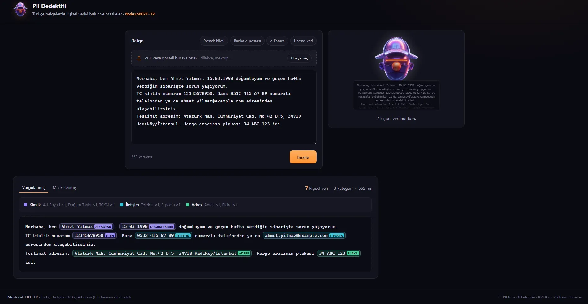 PII detection web demo